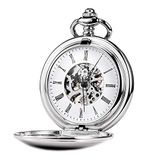 TREEWETO Zilveren Gladde Menchanische Zakhorloges Steampunk Vintage Romeinse cijfers voor Mens Womens, Zilver, Antiek