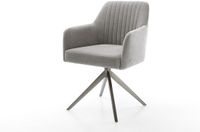 DELIFE Eetkamerstoel Greg-Flex kruisframe breed grafiet zachte stof met structuur grijs 360° draaibaar rocker-functie pocketveer kern