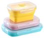 Set de 3 bols de camping pliables en silicone avec couvercle