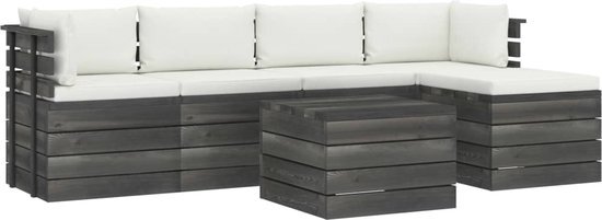 vidaXL 6-delige Loungeset met kussens pallet massief grenenhout