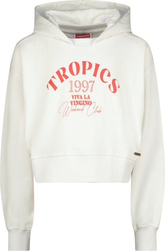 Vingino Niva Meisjes Hoodie Lange Mouw Katoen Wit Maat 176