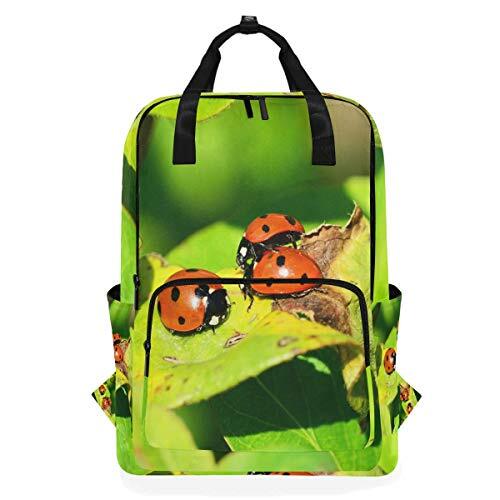 MONTOJ Travel Rugzak Ladybird On Green Leave School Rugzak