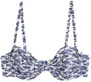 Next Dames Bikinitop Balconette Zonder Vulling Met Beugel Navy/White Sardines Gebloemd 85D