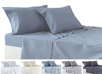 Todocama Beddengoedset, 4-delig, hoeslaken, 2 kussenslopen, 50 x 80 cm (bed 105-105 x 190/200 cm, grijsblauw)