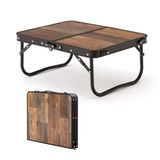 Naturehike Campingtafel, inklapbaar, klaptafel, in hoogte verstelbaar, mdf, tafel met draagtas, voor outdoor, camping, tuin, reizen, multifunctionele tafel, 53 x 40 x 23 cm, klein retro