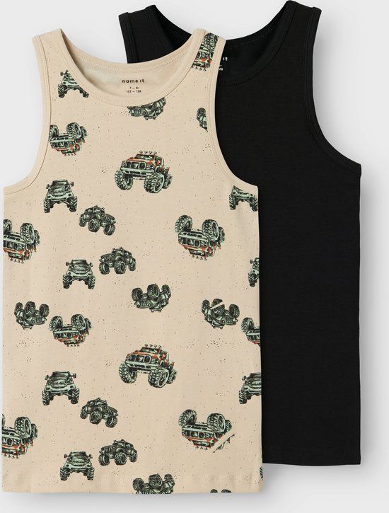 NAME IT Jongens Tank Top 2-Pack Peyote Monster Truck NOOS Wit Maat 86