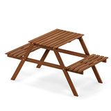 Furinno Tioman kinderset, picknicktafel en stoel, in teakolie, hout, natuur, 60,2 x 110,24 x 54,36 cm