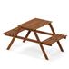 Furinno Tioman kinderset, picknicktafel en stoel, in teakolie, hout, natuur, 60,2 x 110,24 x 54,36 cm