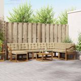 vidaXL - Hoek loungeset - Acacia hout - Natuurlijk en beige