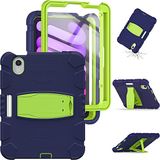 iPad Apple iPad mini 4/5 tablet beschermhoes, anti-druppels, schokdemping, beschermt het scherm, standaard, eenvoudige en functionele tablethouder. Marineblauw + Geel Groen