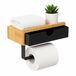 Merkloos Relaxdays Wc-rolhouder - met plankje en lade - bamboe - zwart