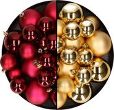 Kaemingk B.V. Kerstversiering boules de Noël en plastique mélange de couleurs rouge foncé/or 4-6-8 cm paquet de 68x pièces