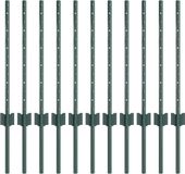vidaXL - Ingegraven hekpalen - 11 stuks - Groen - 100 cm - Gepoedercoat staal