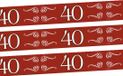 Folat Verjaardag/jubileum markeerlint - 3x - 40 jaar - 15 meter - rood - afzetlint