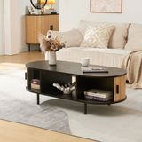 en.casa Table basse Tvedestrand 120x55x40 cm noir et naturel
