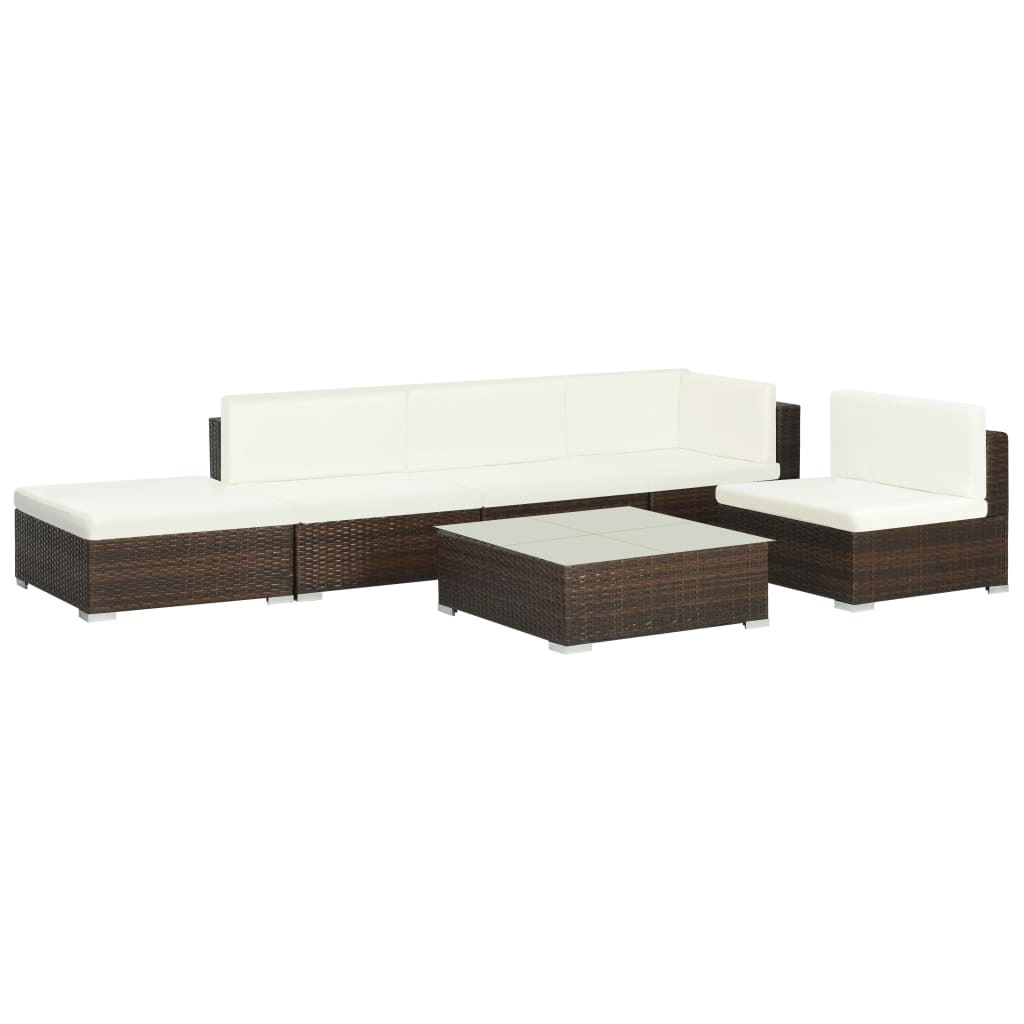 vidaXL Loungeset poly rattan bruin 16-delig