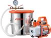 110 litres par minute, pompe à vide monophasée. 11,36 litres, chambre de dégazage en acier inoxydable