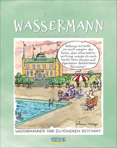 Wassermann 2027: Sternzeichenkalender-Cartoonkalender Wandkalender 19 x 24 cm