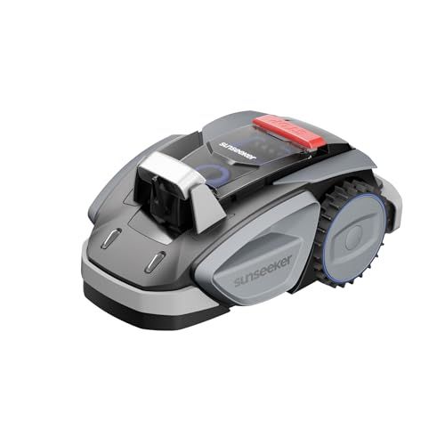 Sunseeker Tech Sunseeker V3 Plus Robotmaaier zonder begrenzingskabel, 1000 m², AI-zicht met twee ogen, helling 42%, app-bediening, grasmaaier met één klik maaien, zilvergrijs