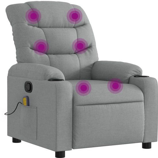 vidaXL Massagestoel verstelbaar stof lichtgrijs
