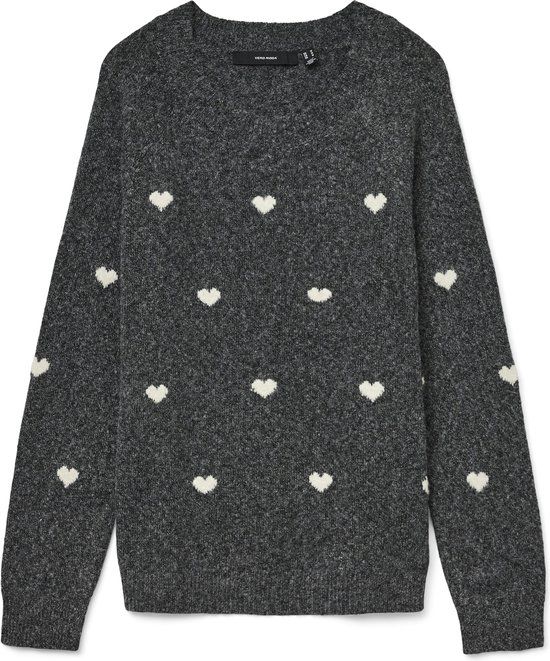 Vero Moda Dames Trui Vmdoffy Intarsia Ls O-nck Pullov Ga 10330790 Dark Grey Melan/w.white H - L