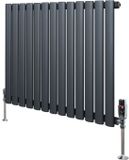 MonsterShop Monster Group BV Ovale radiator 1 kolom - 600x780 mm - Antracietgrijs - thermostaatkraan