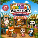 Cute Animal Market Stalls Coloring Book