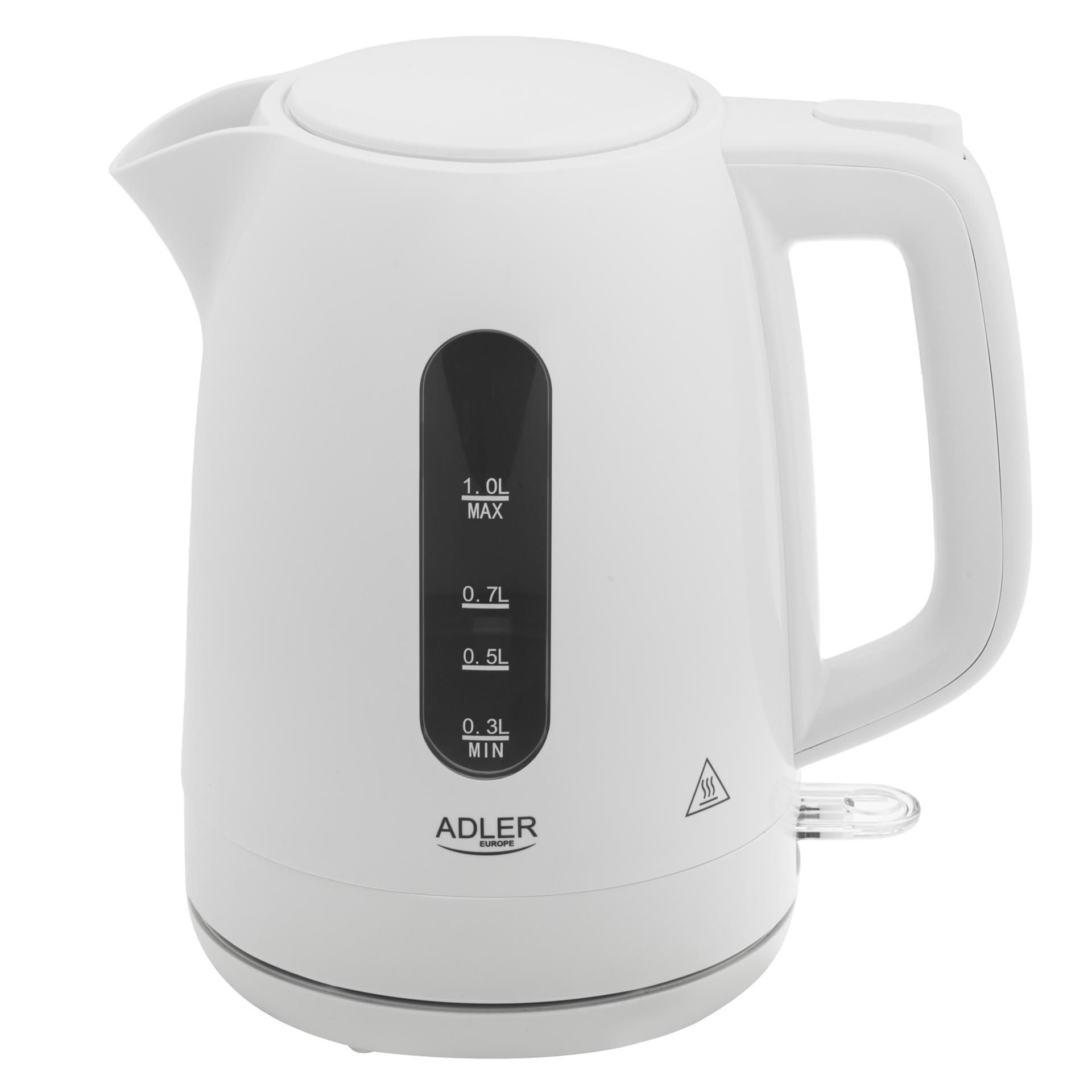 ADLER (欧盟) Waterkoker 1,0L, 2200W, STRIX-systeem, wit, compact, veilig, ideaal voor vertrekken