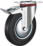 Tarsus Zwenkwiel met Rem - Ø 160 mm - Stalen Velg - Massieve Rubberband - 130 kg Draagvermogen