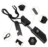 Jumada's - Zwarte Multitool - Vuursteen en strijker - Vuurstarter - Magnesium stick - Vaderdag cadeau - Survival kit - Noodpakket - 6-in-1 survival tool - Kompas - Noodfluit - Opbergvakje - Opmeetstuk - Flessen opener