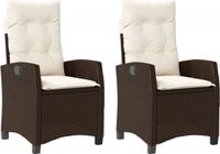 vidaXL Tuinstoelen 2 stuks verstelbaar met kussens poly rattan bruin