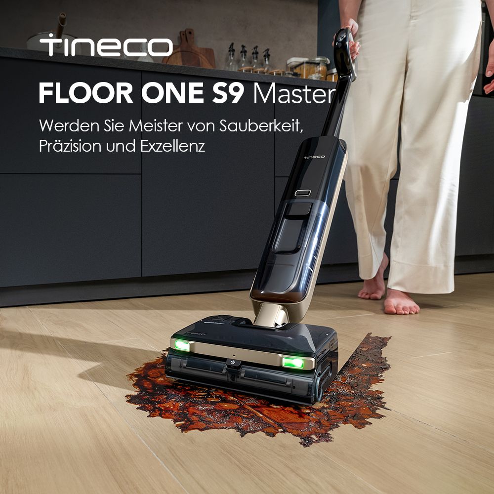 Tineco Floor ONE S9 Master nat- en droogstofzuiger, StreakFree-afzuigborstel, ThermoBlast-technologie, warmwaterdweilen