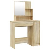 vidaXL Kaptafel met spiegel, Sonoma-eikenhout, 86,5 x 35 x 136 cm
