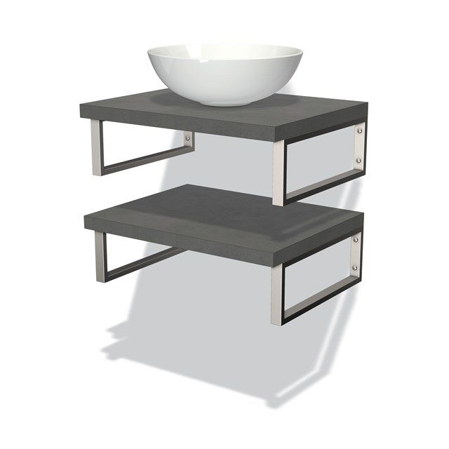 Maxaro Badkamermeubel Modulo Plato Donkergrijs Beton 60 cm - 2 Wastafelbladen