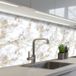 Revêtement mural de cuisine, crédence de cuisine veines d'or - marbre - blanc 150x80 cm