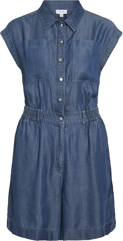 Vila Jumpsuit Vitevira Sl Playsuit/vol 14114751 Medium Blue Denim Dames Maat - W34