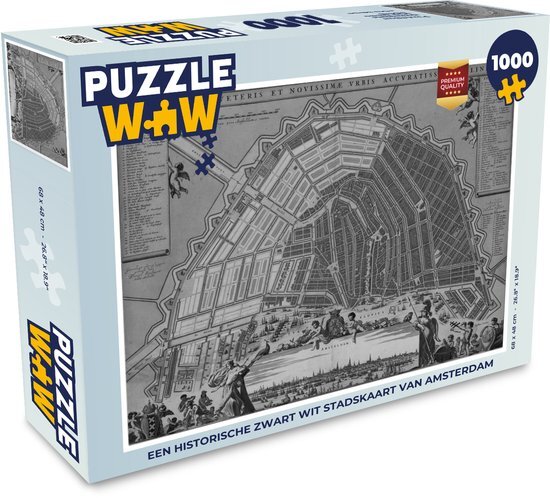 MuchoWow Puzzel Stadskaart - Amsterdam - Vintage - Legpuzzel - Puzzel 1000 stukjes volwassenen - Plattegrond