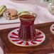 Karaca Bursa - Theeglazen met Onderzetters - 12-delig - Rood/Wit