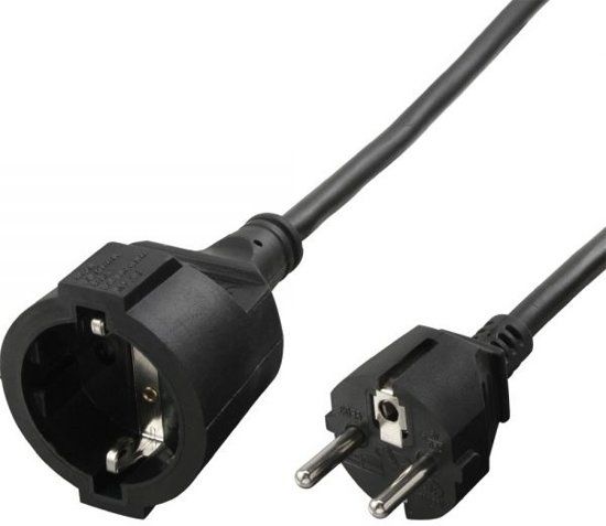 Inline Panda Inline Geaarde voeding verlengkabel - 3x 1,5mm / zwart - 10 meter