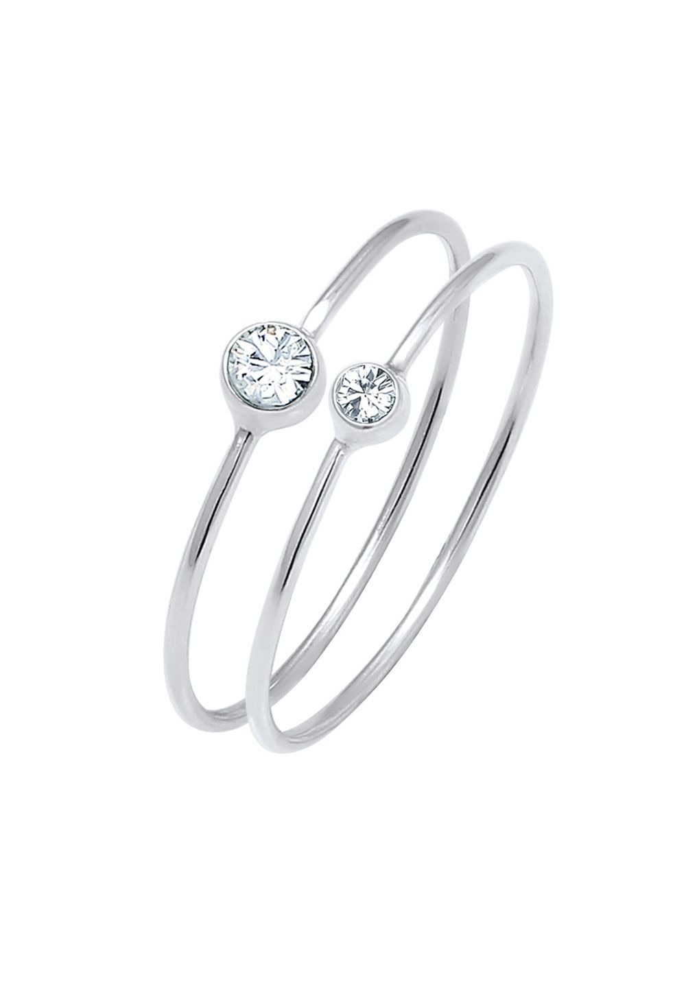 Elli Ring Dames Set - Elegant Basis met Kristallen - 925 Sterling Zilver Ringen