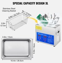 VEVOR Ultrasone reiniger 3L - Professionele ultrasone reiniger met digitale timer en verwarming