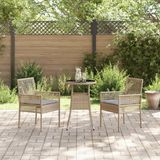 vidaXL Tuineetkamerset, 3-delig, beige, polyrotan stoelen met lichtgrijs, ronde en comfortabele tafel voor balkon en terras, 2-zits