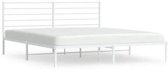 vidaXL Bedframe met hoofdbord metaal wit 193x203 cm