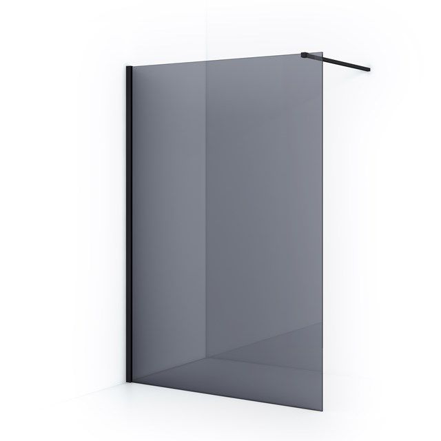 Maxaro Inloopdouche Diamond 140cm 8mm Rookglas Veiligheidsglas Mat Zwart