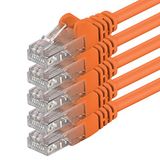 1aTTack.de CAT.6 CAT6 Ethernet LAN-netwerkkabel 0,25 m oranje 5 stuks