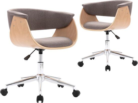 vidaXL Eetkamerstoelen draaibaar 2 stuks stof taupe