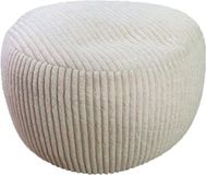 Merkloos Relaxdays Poef - ⌀ 50 cm - ribstof - beige