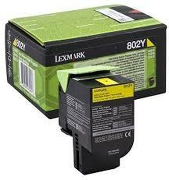 Lexmark 802Y Toner Cartridge - Yellow - 1,000 Pages - Compatible with Lexmark CX Series Printers