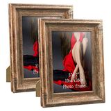 PETAFLOP Rustieke fotolijst 13 x 18 cm, set van 2, wand- en tafelfotolijst, bruin