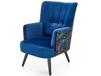 Fauteuil lounge en velours de polyester bleu avec dossier imprimé